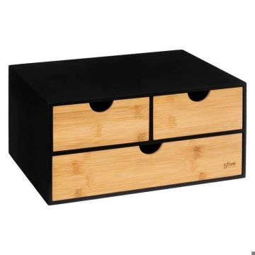 5five - tour de rangement bureau 3 tiroirs bambou "bava" noir
