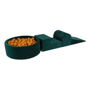 MeowBaby® Parcours Motricité 3 éléments avec Piscine à Balles 90x30cm, Vert Foncé: Or