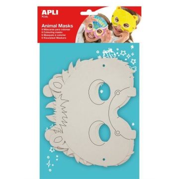 APLI Pochette 6 Masques Animaux à colorier 6 Modèles Assortis