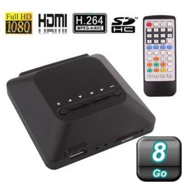 Passerelle Multimédia 8 Go Full HD 1080P HDMI Av Composite USB Lecteur Cartes Sd Plastique YONIS