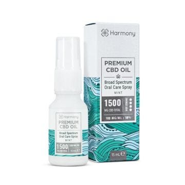 Huile CBD Broad Spectrum en Spray HARMONY (Arôme Menthe) 15ml, CBD 1500mg (10%). Sans THC.
