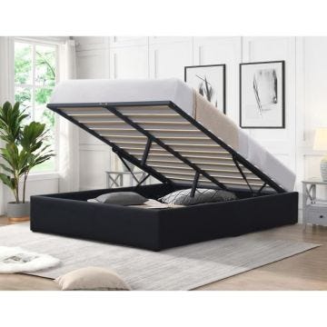 Lit Coffre - LORIS - 120x190 cm - Noir - Design Contemporain - Sommier Inclus