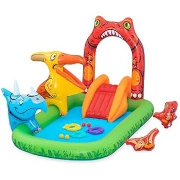 Aire de jeux - BESTWAY - Jurassic Splash™ - 241 x 140 x 137 cm - Dinosaures - Toboggan avec arroseur