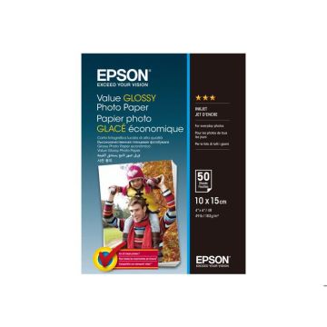 Papier photo Epson Value - 100 mm x 150 mm - Brillant - 50 Feuilles - Marque Epson