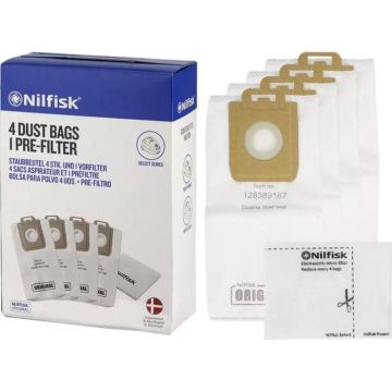 Lot de 4 sacs de remplacement pour aspirateur Nilfisk Select avec pré-filtre Power