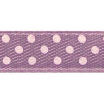 Ruban satin à pois - Lilas - 9,5 mm - 10 m - Ra…