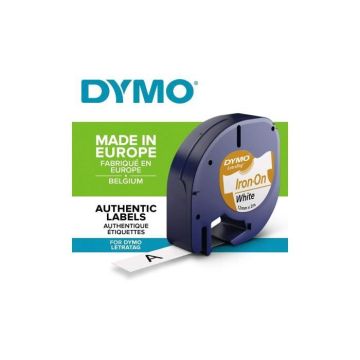 DYMO LetraTag rubans textile transfert pour le marquage des vêtements, Noir/Blanc, 12mm x 2m (LetraTag LT100T)