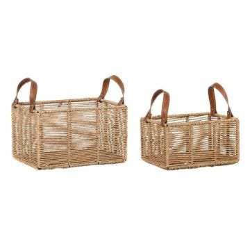 Paniers - Boho - Métal et Corde - 36 x 27 x 33 cm - 36 x 27 x 20 cm - Blanc