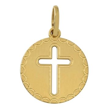 Pendentifs et Médailles femme - Brillaxis - Médaille Brillaxis or jaune 18 carats croix ajourée - Couleur de la matière:Jaune