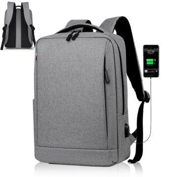 Sac à Dos Ordinateur Portable 15.6 Pouces Homme Imperméable avec USB Charging Port, Sac à Dos pour Loisirs/Affaire/Scolaire Gris