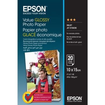 Papier photo Epson Value - 100 mm x 150 mm - Brillant - 20 Feuille