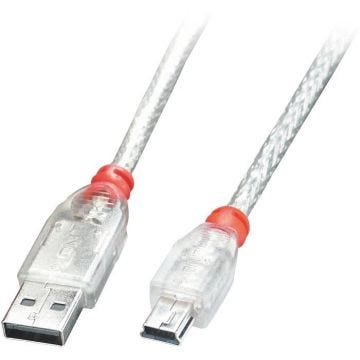 LINDY Câble USB 2.0 A vers Mini-B - Transparent - 5m