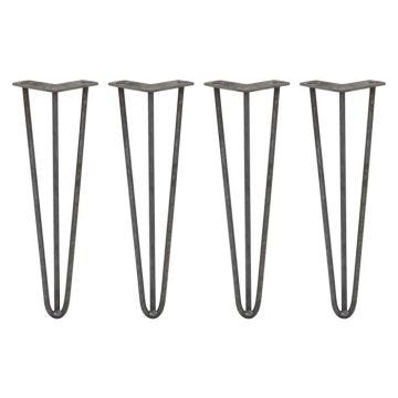 SKISKI LEGS 4 Pieds de Table en Épingle à Cheveux 40,6cm 3 Tiges en Acier Couleur Naturelle Épaisseur 10mm