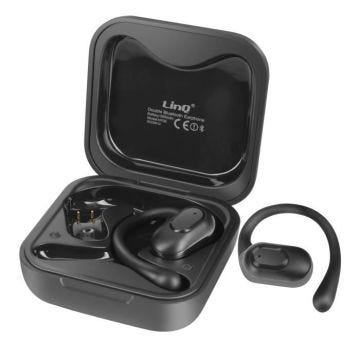 Écouteurs Bluetooth Design Ouvert Commande Tactile avec Boîtier Inclus LinQ Noir