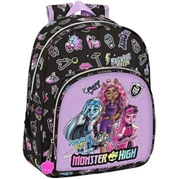 Safta MONSTER HIGH Sac à dos pour enfants de différents âges, confortable et polyvalent, qualité et résistance, noir 28 x 10 x 34