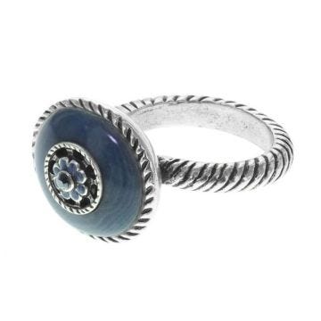 Bague torsadée - Franck Herval - Amy - Argent - Cristaux Swarovski Elements - Bleu