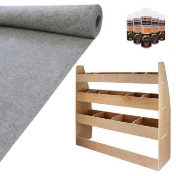 Doublure Intérieure - MONSTERSHOP - VW Caddy Maxi - Feutre Gris Foncé - Rangement MDF - 11m²