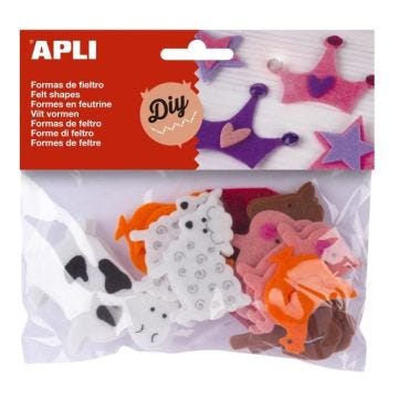 APLI Sachet de 18 unités feutrine - Animaux