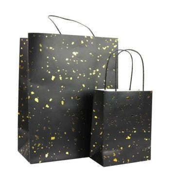 Sac cadeau noir et doré 2 pièces Noir