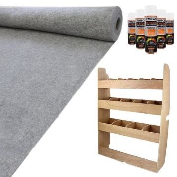 Doublure Intérieure - MONSTERSHOP - Ford Transit Custom SWB - Feutre Gris Foncé - Rangement MDF - 11m²