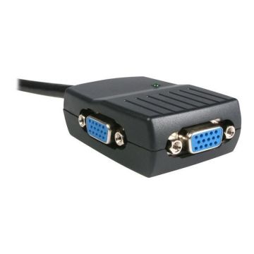Câble répartiteur vidéo VGA 1x (M) vers 2x (F) - Splitter VGA alimenté par USB - 1x VGA (M) vers 2x VGA (F) - Noir - ST122LE