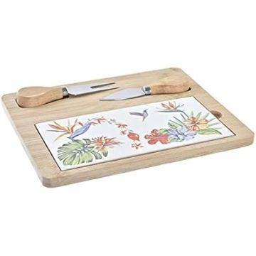 Planche à fromages - DKD HOME DECOR - Multicolore - Bambou et grès - 24,5 x 20 x 1,2 cm - Design contemporain