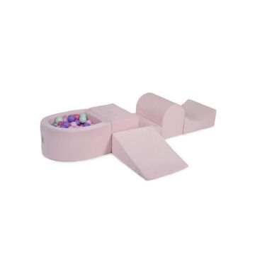 MeowBaby® Aire De Jeux en Mousse avec Petit Piscine Balles Pour Bébé, 100 Balles 7cm, Velvet, Rose Pastel: Rose Pastel/Rose Clair/Me