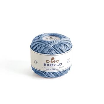 Fil à crocheter Babylo Gross. 30 - Col. 799 - Bleu Horizon - DMC - Blanc