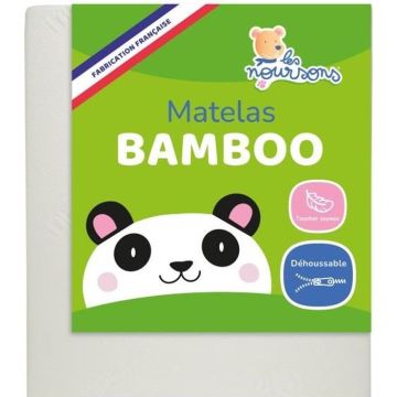 Matelas Bébé / Enfant Bamboo - 70x140 cm - Déhoussable - Sans Traitement chimique - Fabrication Française