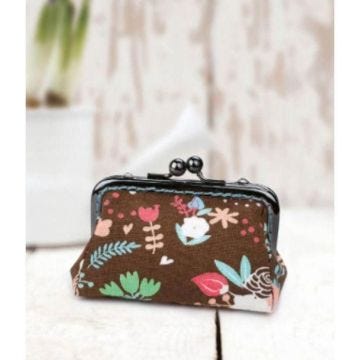 Kit Gabarit et Fermoir - ARTEMIO - Porte-Monnaie Rectangulaire - Marron - Coton - Classique