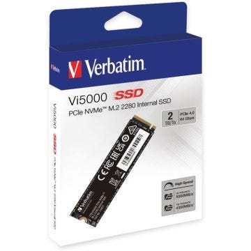 SSD - VERBATIM - VI5000 - 2TB - PCIe4 NVME - 5000 Mo/s lecture, 4300 Mo/s écriture