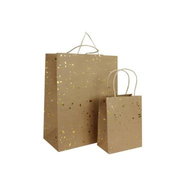 Sac cadeau kraft et doré 2 pièces Marron