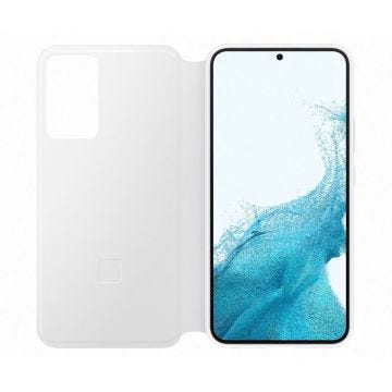 Étui à rabat Smart Clear View pour Samsung Galaxy S22+ - BBC - Blanc - Protection antibactérienne