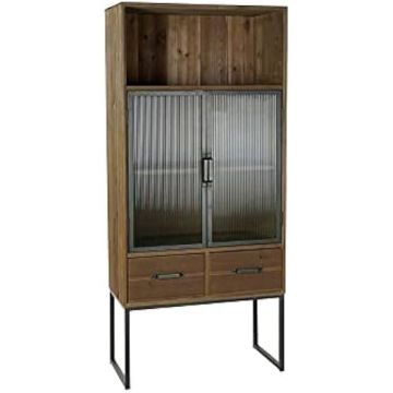 Armoire - HOME DECOR - DKD - Noir - Bois - Métal - Verre - 2 portes - 160 cm