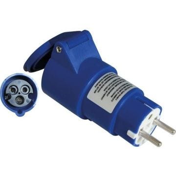 Adaptateur femelle CEE 17 - mâle Schuko - 200 V - 16 A