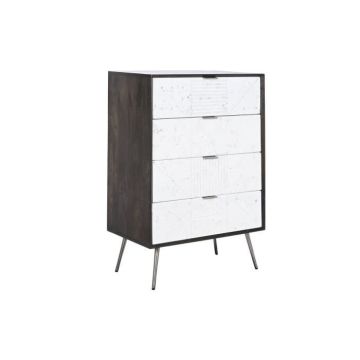 caisson à tiroirs 70 x 40 x 105 cm blanc brun foncé bois de manguier