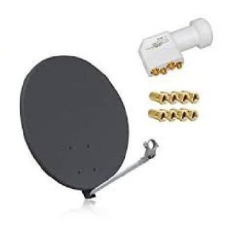 HDME Parabole Satellite Fibre Composite Gris anthracite 70CM + LNB QUAD 0,1DB