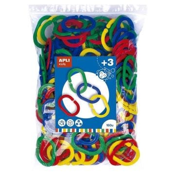 APLI Kids - Sachet de 160 anneaux à assembler couleurs assorties - 17486