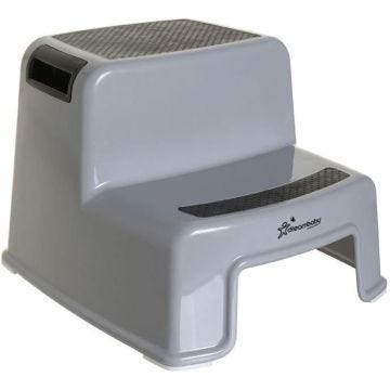 Tabouret marchepied - DREAMBABY - 2 Up - Antidérapant et texturé - Jusqu'à 80 kg pour les petits et les adultes - Gris et Noir