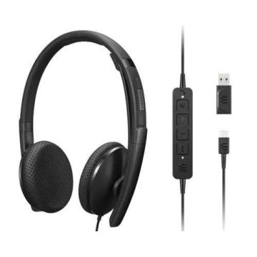 Casque VoIP - LENOVO - 4XD1M45626 - Sur-oreille - Filaire - USB-C - Noir