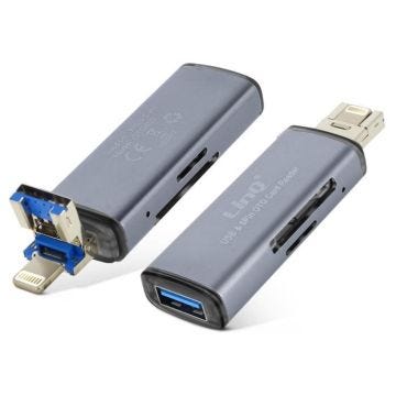 Lecteur de carte Mémoire SD / Micro-SD 2 en 1 Fonction OTG 480Mbps LinQ Gris