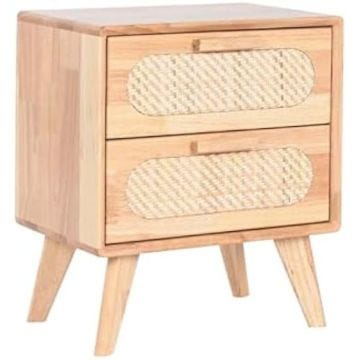 Table de Chevet - HOME ESPRIT - Multicolore - Bois, Métal, Rotin - 40 x 30 x 48 cm - Tiroir(s)