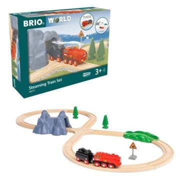 BRIO World - Circuit Locomotive à piles à vapeur - 36017 - Circuit en bois