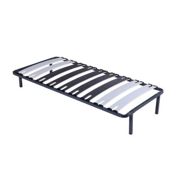 Sommier Cadre Lattes - - 120x200 cm - 2 x 9 Larges Lattes de 12,5 cm - Pieds Hauts en 25 cm