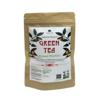 Infusion CBD Bio "GREEN TEA" Pomme Menthe MIND CBD, Chanvre (25%), 40g
