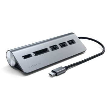 Lecteur de carte externe Type C avec Hub USB 3.0 Satechi - gris - TU