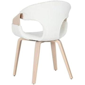Home ESPRIT Chaise de Salle à Manger Blanche en Polyester et Bois 55,5 x 67,5 x 80,5 cm