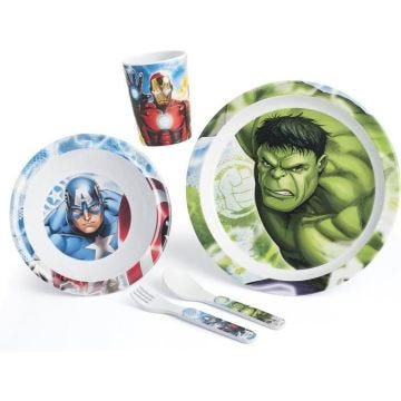 AVENGERS - Ensemble repas (assiette, bol, verre) + 2 couverts