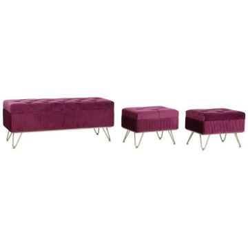 banquette 110 x 42 x 44 cm métal bordeaux