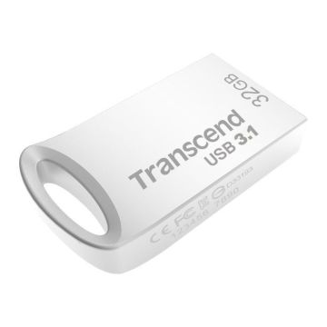 Clé USB TRANSCEND JETFLASH 710 - 32 Go - USB 3.1 - Vitesse de lecture jusqu'à 90 Mo/s - Placage Argent